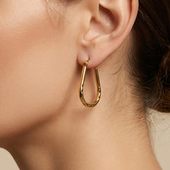 Textured U-Shaped Stainless Steel Hoop Earrings