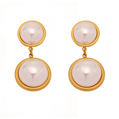 Shell-Pearl Round Drop Earrings