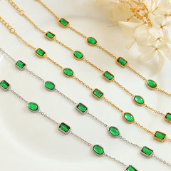 Emerald-Green Cubic Zirconia Station Bracelet
