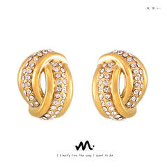 18K Gold-Plated Twisted Stone-Accent Stud Earrings