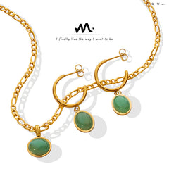 Green Aventurine Pendant Necklace and Earrings