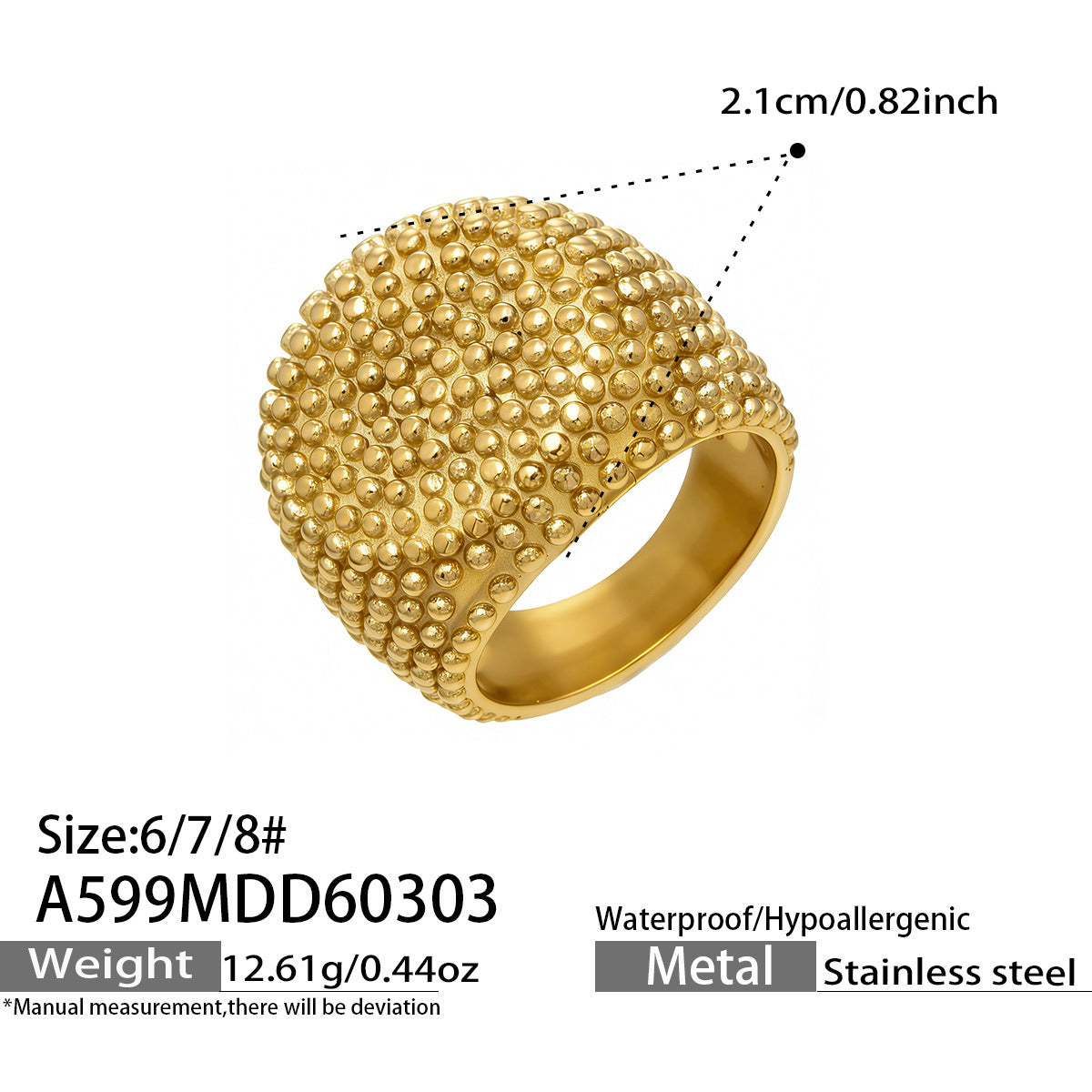 Gold-Tone Textured Wide Band Rings