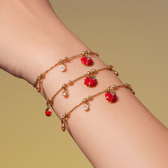 Ladybug and Red Stone Charm Necklace or Bracelet
