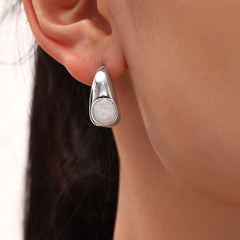 18K Gold-Plated Enamel Crescent Hoop Earrings