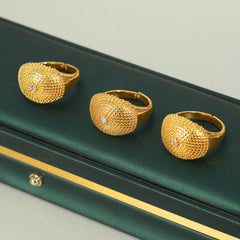 Textured Cubic Zirconia Dome Ring