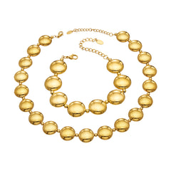 Gold-Tone Flat Disc Necklace and Bracelet