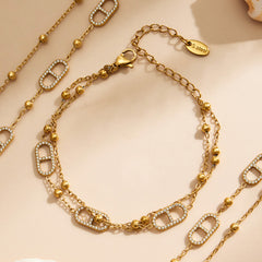 Cubic Zirconia Oval-Link Necklace & Bracelet