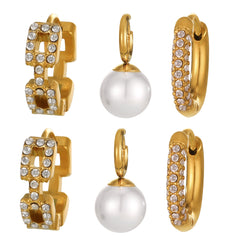 18K Gold-Plated Pearl-Look or Cubic Zirconia Earrings