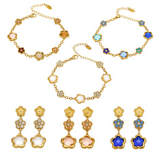 Cubic Zirconia Four-Petal Flower Jewelry