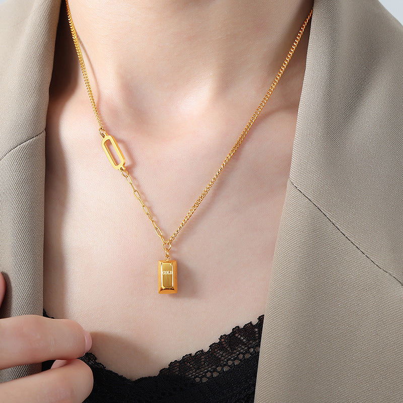 Gold-Tone LOVE and GOLD Inscription Necklace