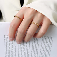18K Gold-Plated Bamboo-Style Band Ring