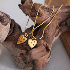 18K Gold-Plated Heart Stone-Accent Snake Chain Necklace
