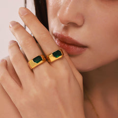 Rectangular Cubic Zirconia Open Ring