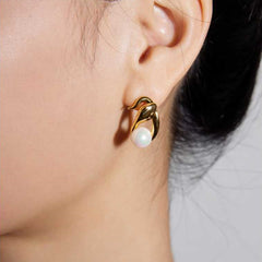 Daphne Vintage-Inspired Pearl Snake Stud Earrings