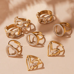 Cubic Zirconia Geometric Open Ring