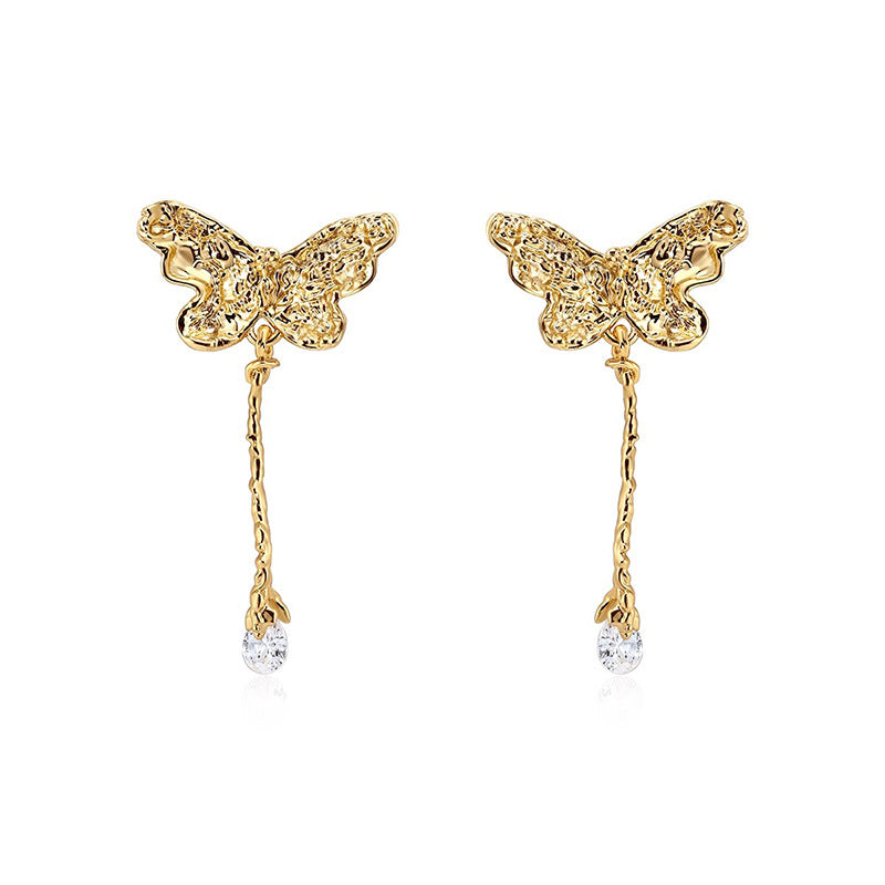 Nadine Dainty Pavé Butterfly Drop Earrings