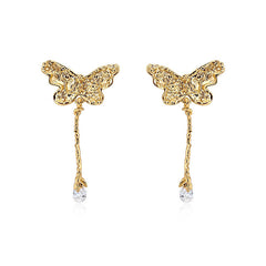 Nadine Dainty Pavé Butterfly Drop Earrings