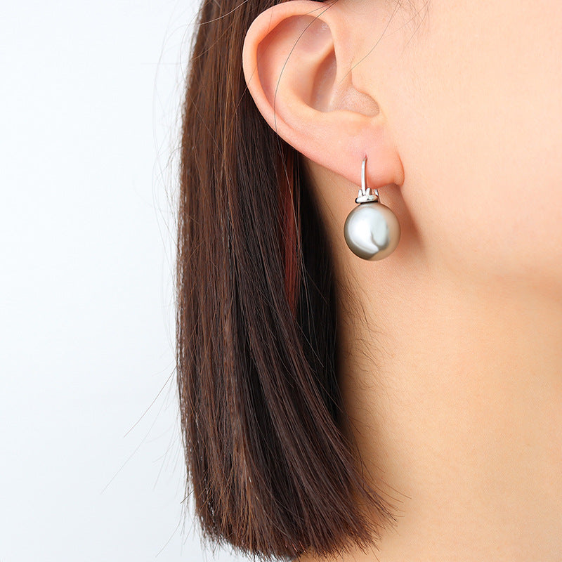 18K Gold-Plated Pearl-Look Hoop Earrings