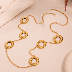 18K Gold-Plated Open Circle Long Necklace