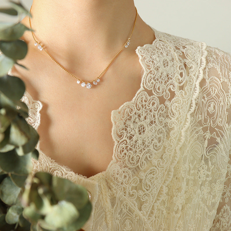 Gold-Tone Round Sparkle Accent Necklace