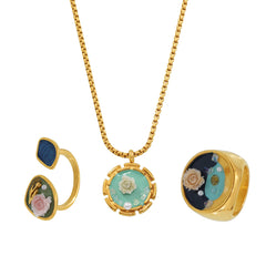 Rose Enamel Pendant and Ring Designs