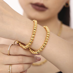 Gold-Tone Stainless Steel Beaded Bracelets