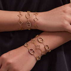 18K Gold-Plated Cubic Zirconia Clover & Link Bracelets