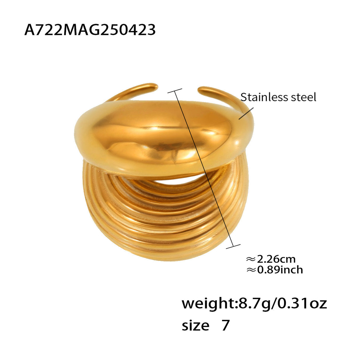 Textured Ribbed Open Ring