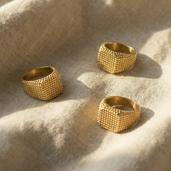 Gold-Tone Textured Wide Band Rings