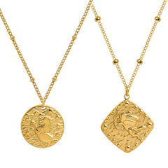 Decorative Coin or Square Relief Pendant Necklace
