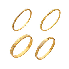 Cubic Zirconia Textured Bangle Bracelets