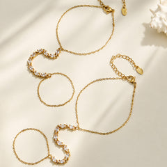 Square Cubic Zirconia Hand Chain Bracelet