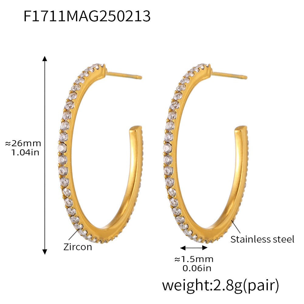 Cubic Zirconia Open Hoop Earrings