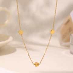 18K Gold-Plated Flower Station Necklace and Earrings