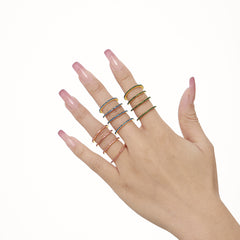 18K Gold-Plated Colored Cubic Zirconia Fine Band Ring