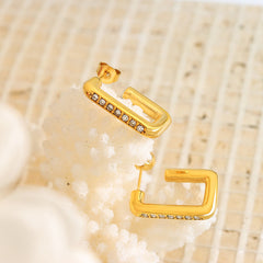 Cubic Zirconia Rectangular Hoop Earrings