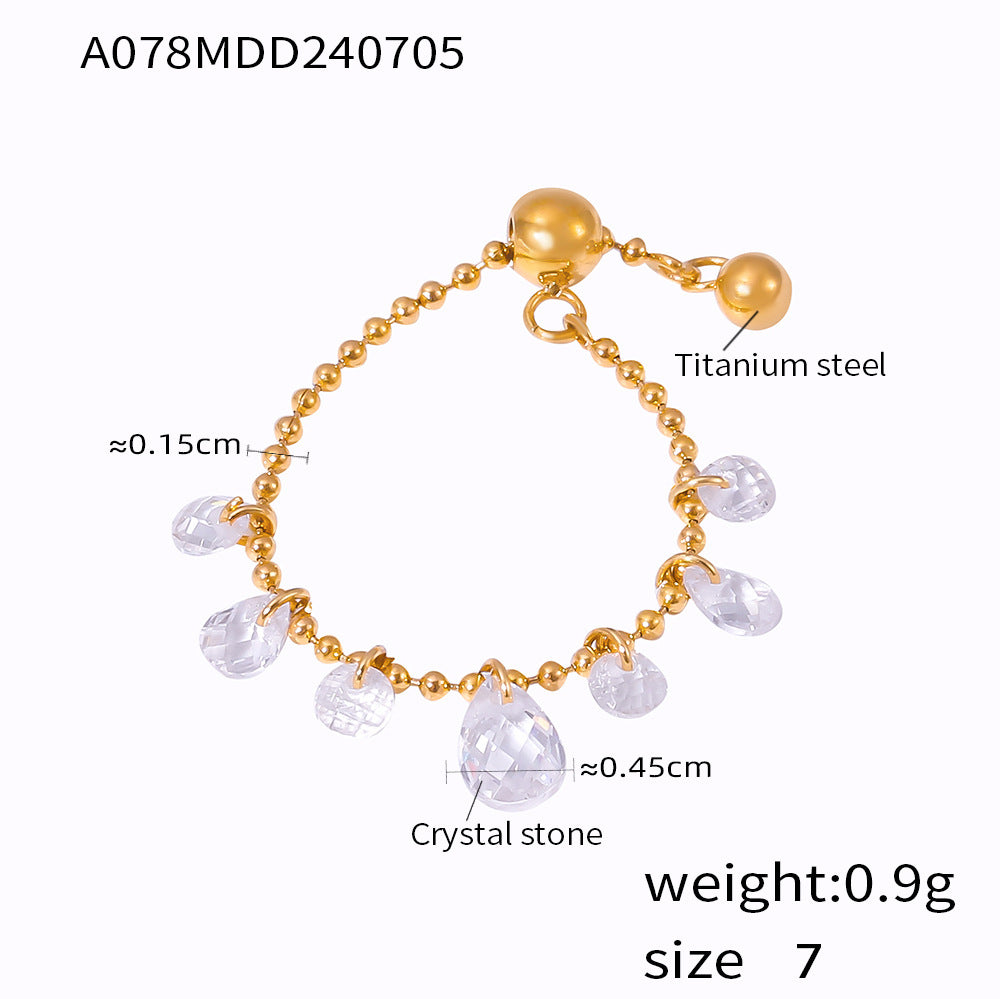 Crystal Accent Bead Chain Ring
