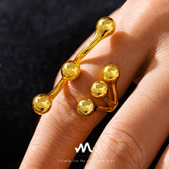 18K Gold-Plated Branching Bead Open Ring