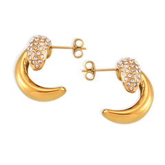 18K Gold-Plated Crescent Stud Earrings
