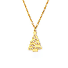 Cubic Zirconia Christmas Tree Pendant Necklace