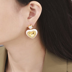 Heart-Shaped Glass Accent Drop Earrings