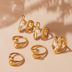Sculptural Open Ring with Geometric Curves