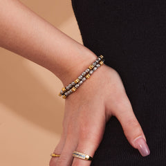 18K Gold-Plated Two-Tone Star Bead Bracelet
