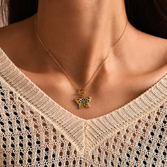 Enamel Butterfly Charm Earrings & Necklace