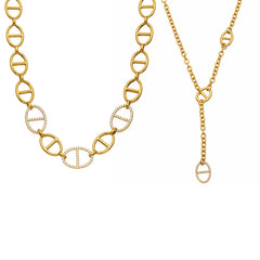 18K Gold-Plated Rectangle Cubic Zirconia Necklace