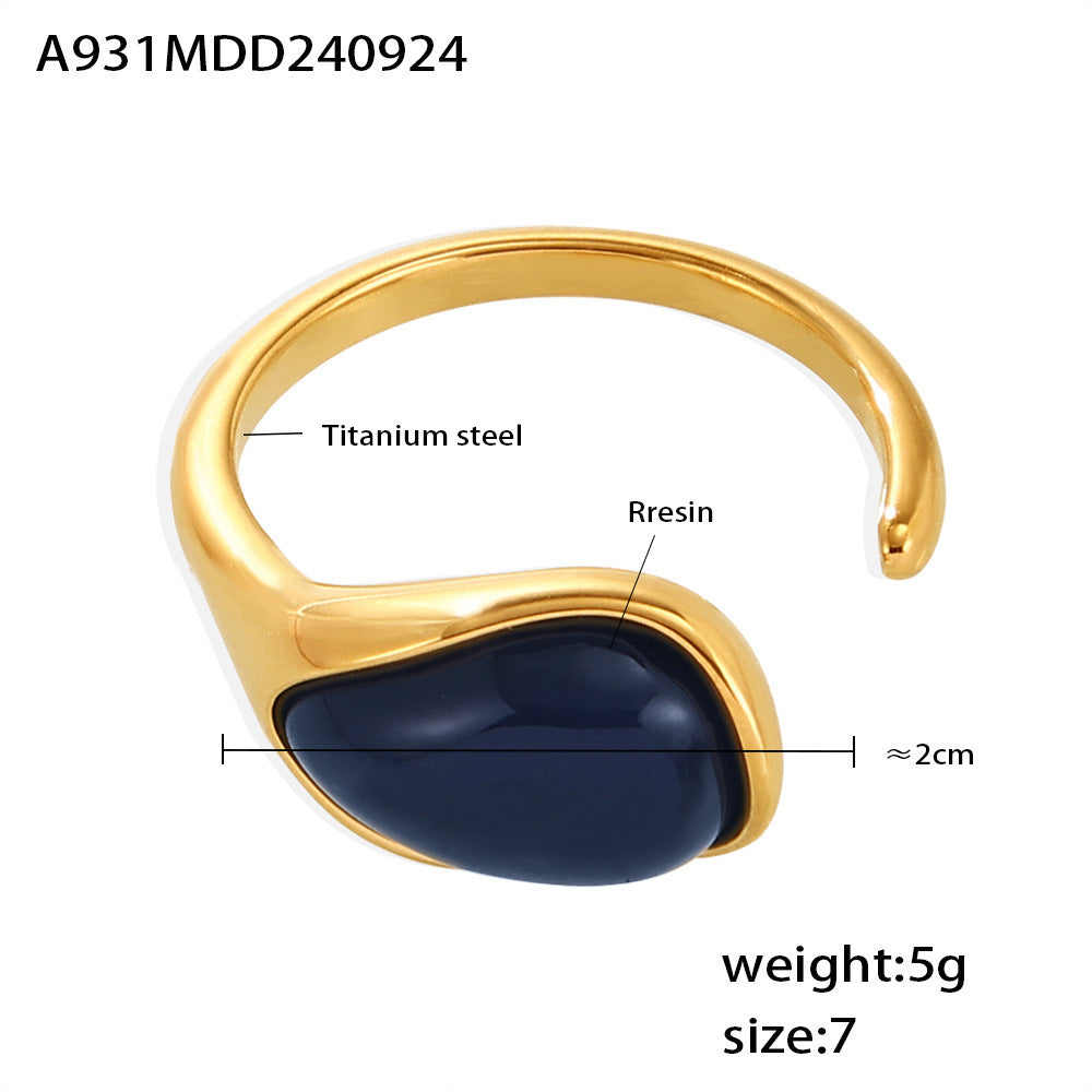 Blue Resin Teardrop Open Ring