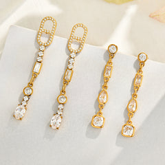 Cubic Zirconia Long Drop Earrings