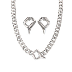 Sculptural Link Necklace or Geometric Earrings