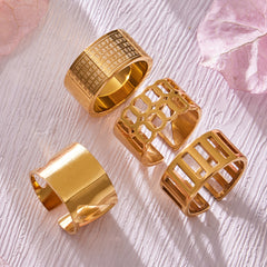 18K Gold-Plated Broad Openwork Ring