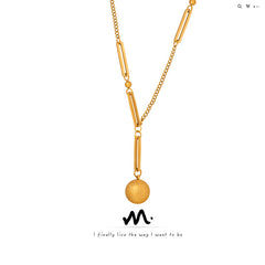 Geometric Ball-Drop Lariat Necklace